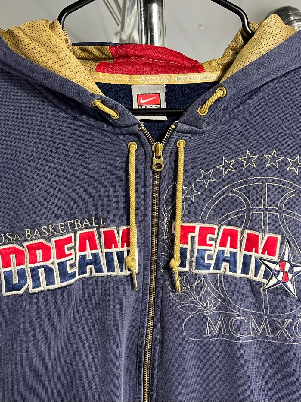 Vintage USA Basketball Dream Team Jacket Full Zip Mens L Blue 90s NBA EUC